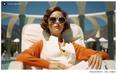 Stylish lady lounging by a pool in Palm Springs