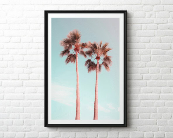 Pink Palm Trees, Home Decor, Printable Boho Wall Art