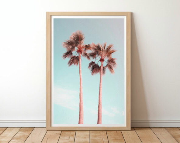 Pink Palm Trees, Home Decor, Printable Boho Wall Art