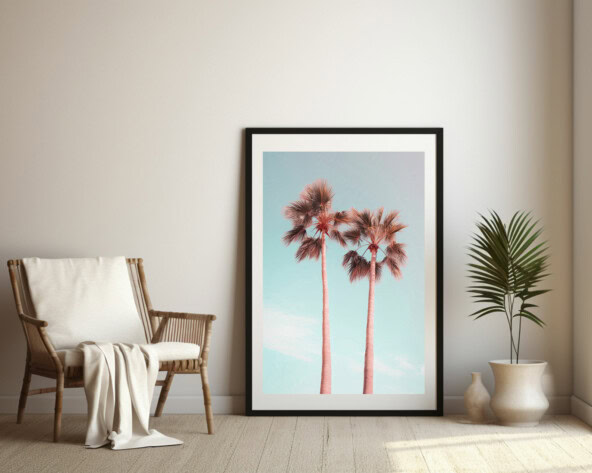 Pink Palm Trees, Home Decor, Printable Boho Wall Art