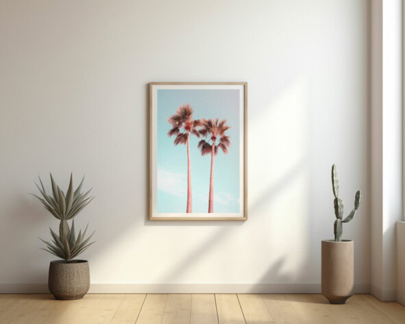 Pink Palm Trees, Home Decor, Printable Boho Wall Art