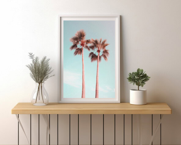 Pink Palm Trees, Home Decor, Printable Boho Wall Art