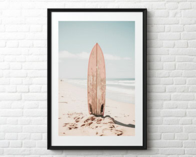 Pink Surfboard Ocean Printable Boho Wall Art