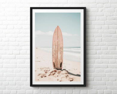 Pink Surfboard Ocean Printable Boho Wall Art