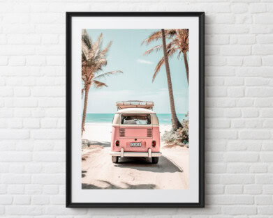 Retro Van Tropical Ocean, Printable Wall Art