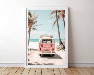 Retro Van Tropical Ocean, Printable Wall Art